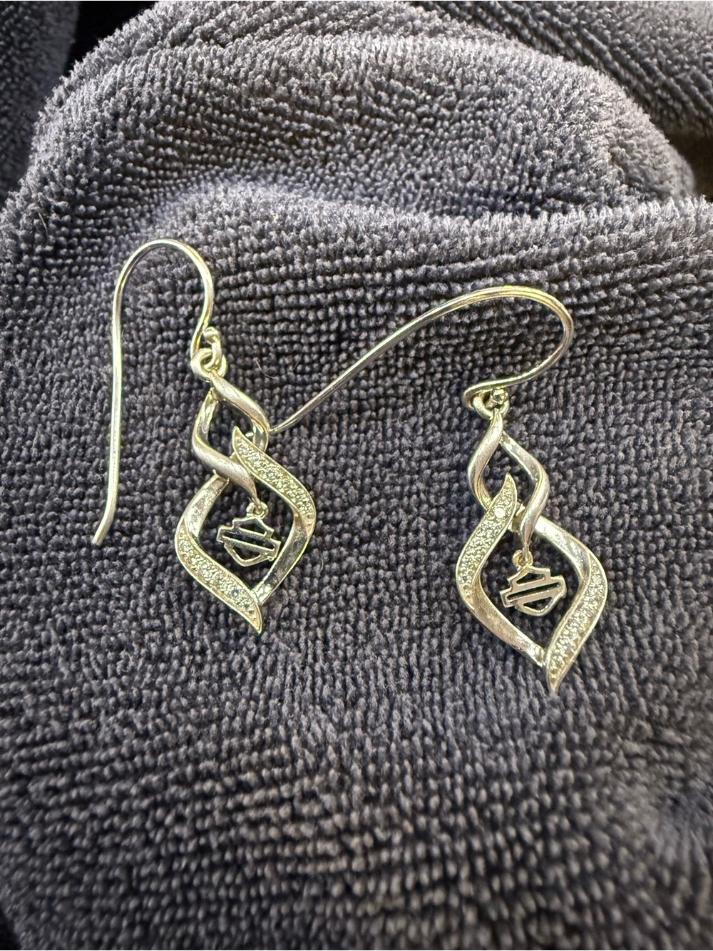 Earrings ONLY Harley-Davidson white bling
